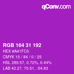 カラーコード: RGB 164 31 192 | qconv.com