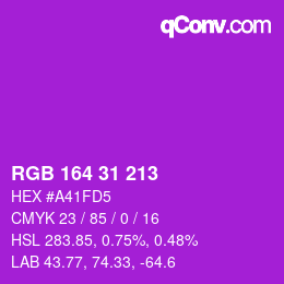 Color code: RGB 164 31 213 | qconv.com