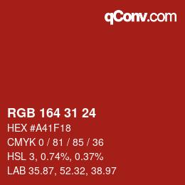 Color code: RGB 164 31 24 | qconv.com