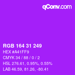Color code: RGB 164 31 249 | qconv.com