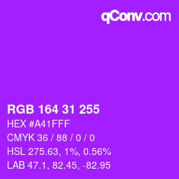 Color code: RGB 164 31 255 | qconv.com