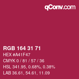 Color code: RGB 164 31 71 | qconv.com