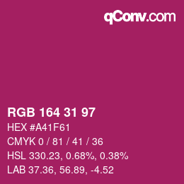 Color code: RGB 164 31 97 | qconv.com