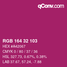 颜色代码: RGB 164 32 103 | qconv.com