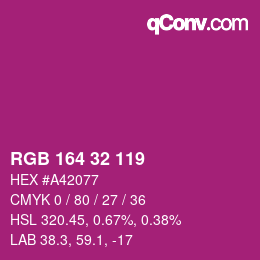 Color code: RGB 164 32 119 | qconv.com