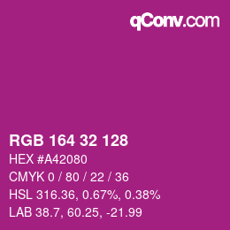 カラーコード: RGB 164 32 128 | qconv.com