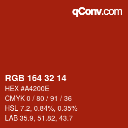 Color code: RGB 164 32 14 | qconv.com