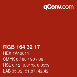 Color code: RGB 164 32 17 | qconv.com