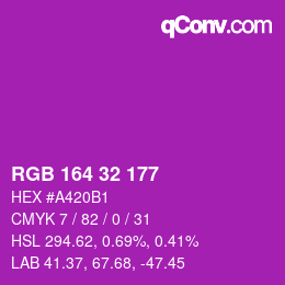 カラーコード: RGB 164 32 177 | qconv.com