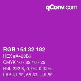 Color code: RGB 164 32 182 | qconv.com