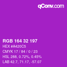 Color code: RGB 164 32 197 | qconv.com