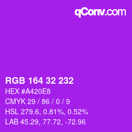 Color code: RGB 164 32 232 | qconv.com