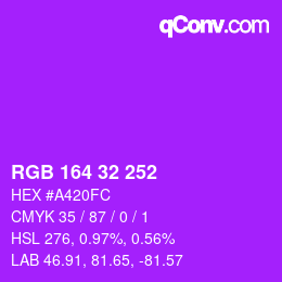 Color code: RGB 164 32 252 | qconv.com