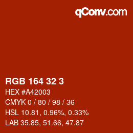 カラーコード: RGB 164 32 3 | qconv.com