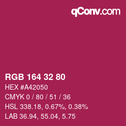 Color code: RGB 164 32 80 | qconv.com