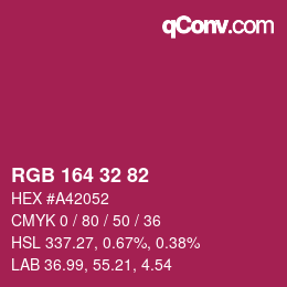 Color code: RGB 164 32 82 | qconv.com