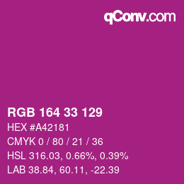 Color code: RGB 164 33 129 | qconv.com