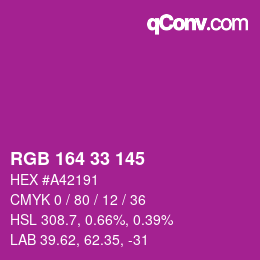Color code: RGB 164 33 145 | qconv.com