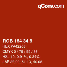 Color code: RGB 164 34 8 | qconv.com