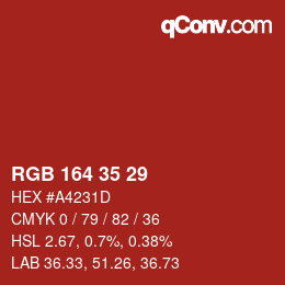 Color code: RGB 164 35 29 | qconv.com
