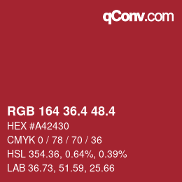 カラーコード: RGB 164 36.4 48.4 | qconv.com