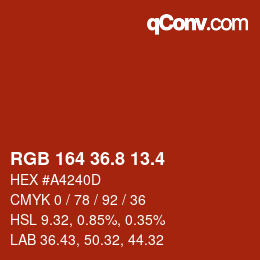 カラーコード: RGB 164 36.8 13.4 | qconv.com