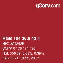カラーコード: RGB 164 36.8 43.4 | qconv.com