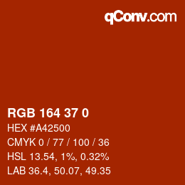 颜色代码: RGB 164 37 0 | qconv.com