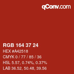 カラーコード: RGB 164 37 24 | qconv.com