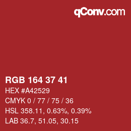 Color code: RGB 164 37 41 | qconv.com