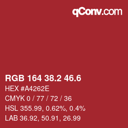 カラーコード: RGB 164 38.2 46.6 | qconv.com