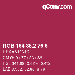カラーコード: RGB 164 38.2 76.6 | qconv.com
