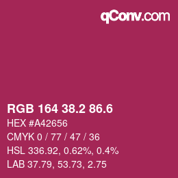 カラーコード: RGB 164 38.2 86.6 | qconv.com