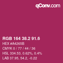 カラーコード: RGB 164 38.2 91.6 | qconv.com