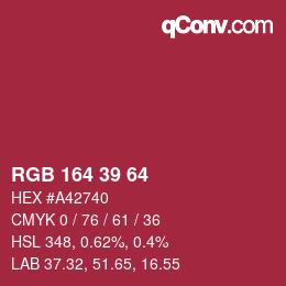 Color code: RGB 164 39 64 | qconv.com