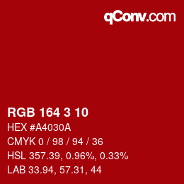 Color code: RGB 164 3 10 | qconv.com