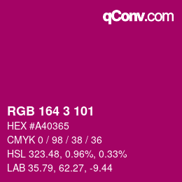 Color code: RGB 164 3 101 | qconv.com