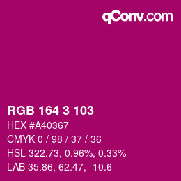 Farbcode: RGB 164 3 103 | qconv.com