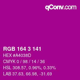 カラーコード: RGB 164 3 141 | qconv.com