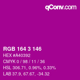 Color code: RGB 164 3 146 | qconv.com