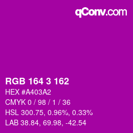 Farbcode: RGB 164 3 162 | qconv.com