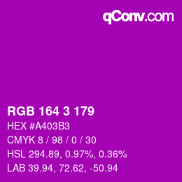 Color code: RGB 164 3 179 | qconv.com