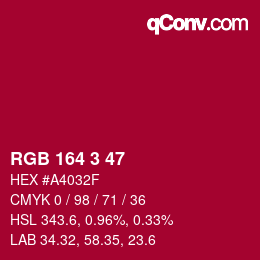 Farbcode: RGB 164 3 47 | qconv.com