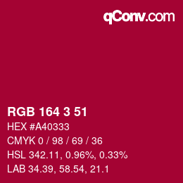 Color code: RGB 164 3 51 | qconv.com