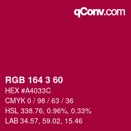 カラーコード: RGB 164 3 60 | qconv.com