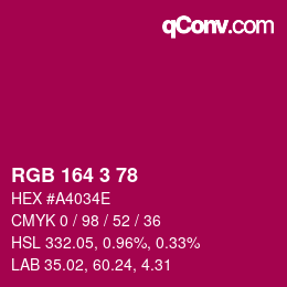 Código de color: RGB 164 3 78 | qconv.com