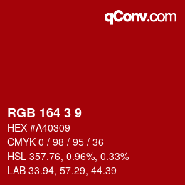 カラーコード: RGB 164 3 9 | qconv.com