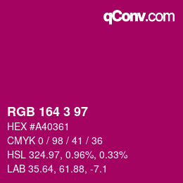 Color code: RGB 164 3 97 | qconv.com