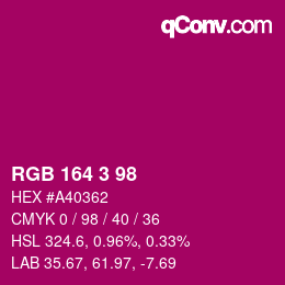 カラーコード: RGB 164 3 98 | qconv.com