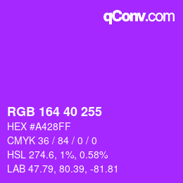 Color code: RGB 164 40 255 | qconv.com